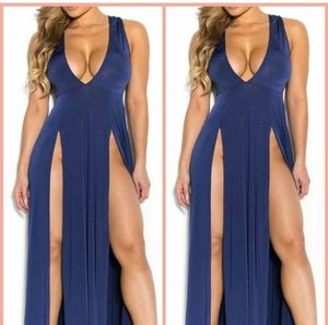 High waist split dress